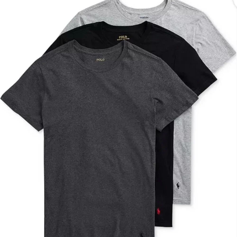 Polo Ralph Lauren Mens Classic Fit Crew Neck Undershirt 3 Pack Size S Black Gray